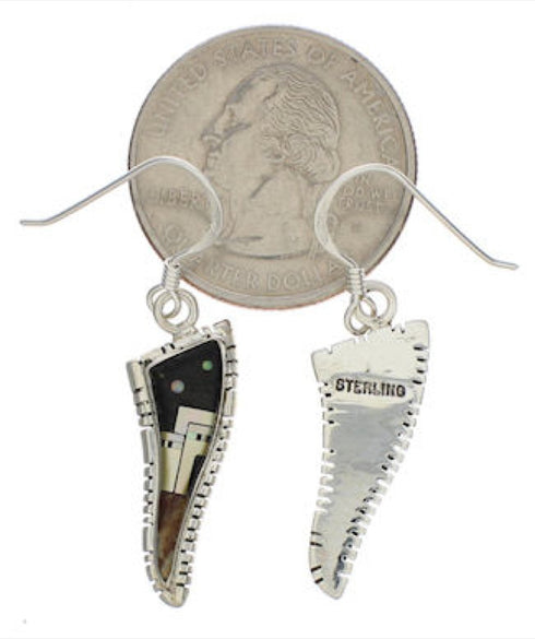 Silver Multicolor Native American Village Design Earrings RX25503